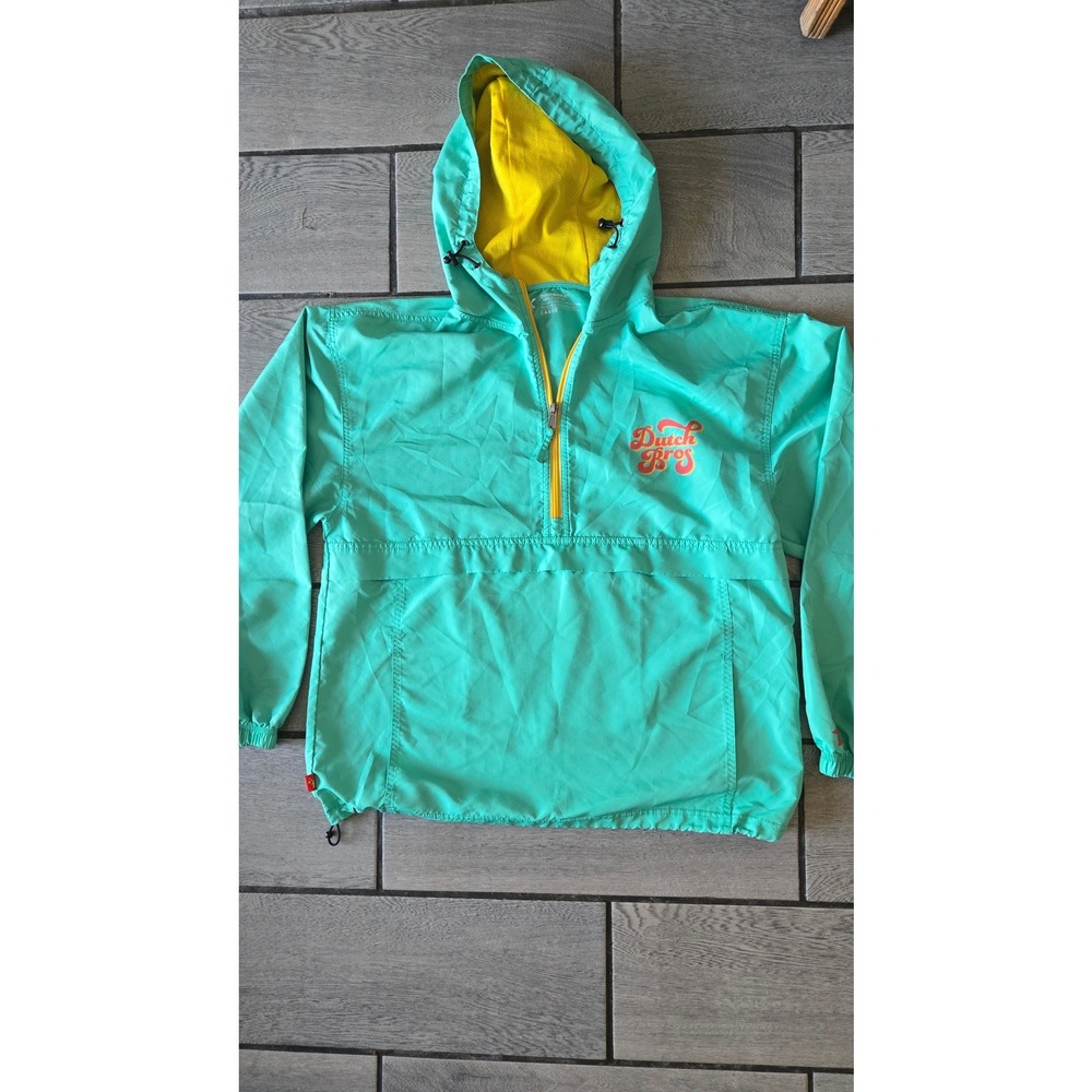 Dutch Bros Coffee Windbreaker‎ Jacket Large Aqua Teal Employee Exclusive